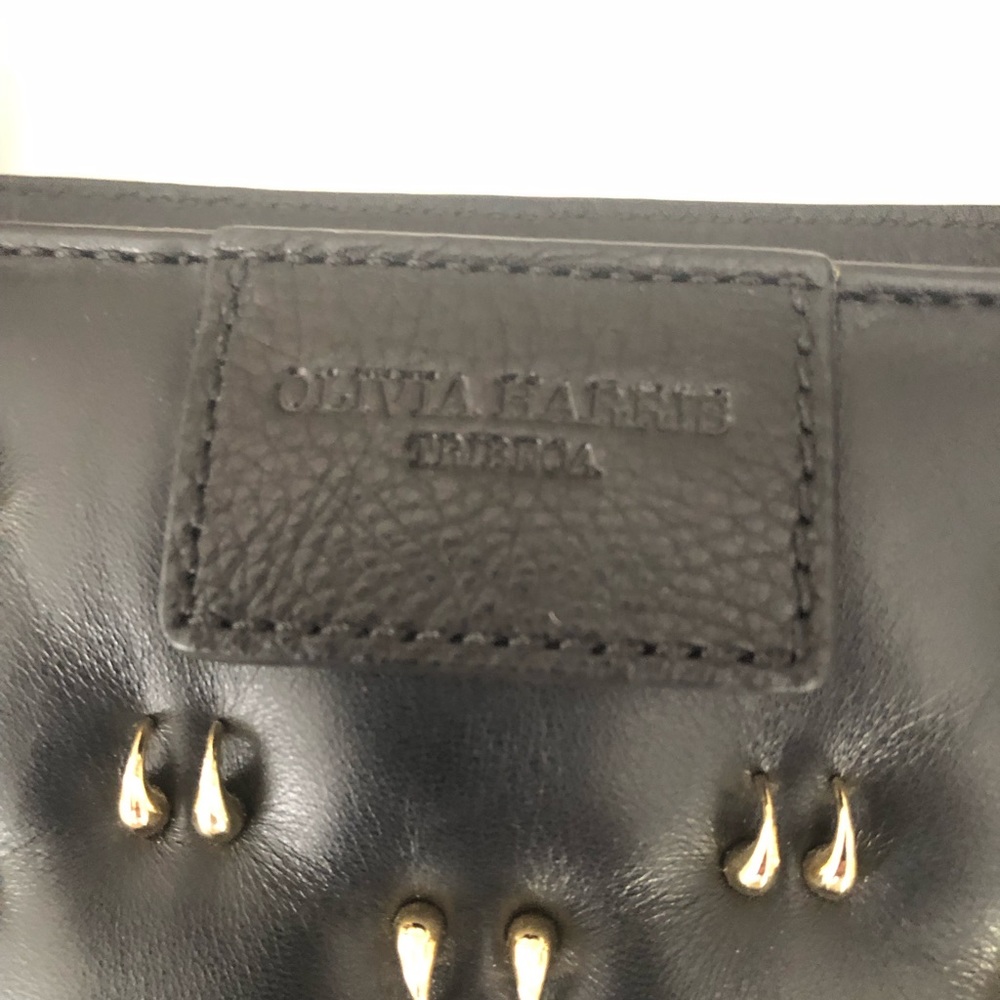 Olivia Harris black leather bag with gold accents - Picture 2 of 6